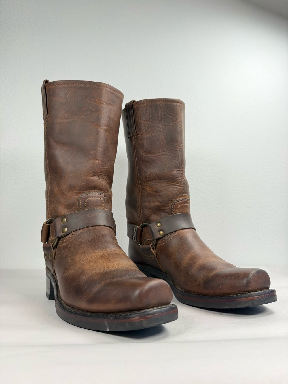 Women’s Frye Harness Boots Size 10 M Brown Leather 77300-3 Made In USA